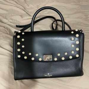 Black kate spade bag with pearl detailing
